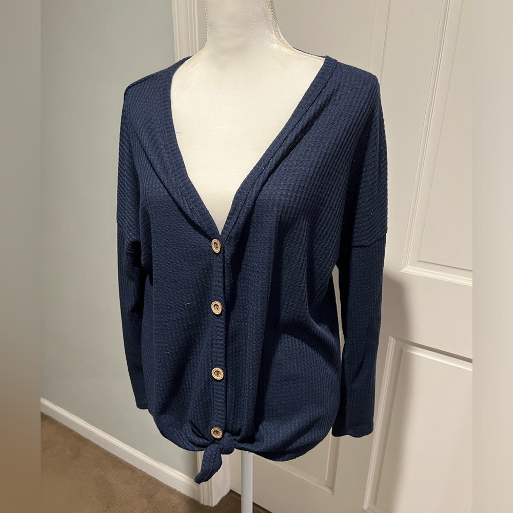 Bibi tie front shirt waffle pattern